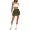 imageDaron Womens Athletic Shorts High Waisted Running Shorts Sporty Short Gym Elastic Workout Shorts with Side PocketsArmy Green