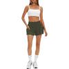 imageDaron Womens Athletic Shorts High Waisted Running Shorts Sporty Short Gym Elastic Workout Shorts with Side PocketsArmy Green