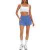 imageDaron Womens Athletic Shorts High Waisted Running Shorts Sporty Short Gym Elastic Workout Shorts with Side PocketsBlue