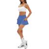 imageDaron Womens Athletic Shorts High Waisted Running Shorts Sporty Short Gym Elastic Workout Shorts with Side PocketsBlue