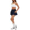 imageDaron Womens Athletic Shorts High Waisted Running Shorts Sporty Short Gym Elastic Workout Shorts with Side PocketsDark Blue