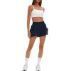 imageDaron Womens Athletic Shorts High Waisted Running Shorts Sporty Short Gym Elastic Workout Shorts with Side PocketsDark Blue
