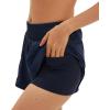 imageDaron Womens Athletic Shorts High Waisted Running Shorts Sporty Short Gym Elastic Workout Shorts with Side PocketsDark Blue