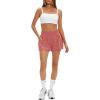 imageDaron Womens Athletic Shorts High Waisted Running Shorts Sporty Short Gym Elastic Workout Shorts with Side PocketsWatermelon Red