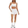 imageDaron Womens Athletic Shorts High Waisted Running Shorts Sporty Short Gym Elastic Workout Shorts with Side PocketsWhite