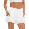 imageDaron Womens Athletic Shorts High Waisted Running Shorts Sporty Short Gym Elastic Workout Shorts with Side PocketsWhite