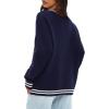 imageDarong Women Oversized Cardigan Sweaters Knit Button Front Stripes Trim Cardigan Tops Fall Outfits with PocketsDark Blue