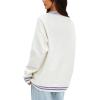 imageDarong Women Oversized Cardigan Sweaters Knit Button Front Stripes Trim Cardigan Tops Fall Outfits with PocketsWhiteLight Purple
