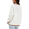 imageDarong Women Oversized Cardigan Sweaters Knit Button Front Stripes Trim Cardigan Tops Fall Outfits with PocketsWhiteRed
