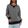 imageDarong Women Oversized Striped Color Block Long Sleeve Crew Neck Sweatshirt Casual Cotton Pullover Sweatshirts Fall ClothBlack Stripe