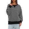 imageDarong Women Oversized Striped Color Block Long Sleeve Crew Neck Sweatshirt Casual Cotton Pullover Sweatshirts Fall ClothBlack Stripe