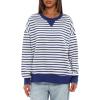 imageDarong Women Oversized Striped Color Block Long Sleeve Crew Neck Sweatshirt Casual Cotton Pullover Sweatshirts Fall ClothBlueWhite