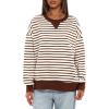 imageDarong Women Oversized Striped Color Block Long Sleeve Crew Neck Sweatshirt Casual Cotton Pullover Sweatshirts Fall ClothCoffeeWhite