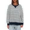 imageDarong Women Oversized Striped Color Block Long Sleeve Crew Neck Sweatshirt Casual Cotton Pullover Sweatshirts Fall ClothDark BlueWhite