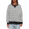 imageDarong Women Oversized Striped Color Block Long Sleeve Crew Neck Sweatshirt Casual Cotton Pullover Sweatshirts Fall ClothWhite Stripe