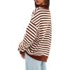 imageDarong Womens Oversized Contrast Striped Long Sleeve Collared Sweatshirts Casual Cotton Pullover Sweatshirt Fall ClothBrown Stripe