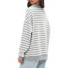 imageDarong Womens Oversized Contrast Striped Long Sleeve Collared Sweatshirts Casual Cotton Pullover Sweatshirt Fall ClothLight Grey Stripe