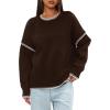imageDarong Womens Pullover Sweater Casual Long Sleeve Crew Neck Contrast Color Sweaters 2024 Fall TopsCoffee