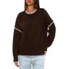 imageDarong Womens Pullover Sweater Casual Long Sleeve Crew Neck Contrast Color Sweaters 2024 Fall TopsCoffee