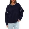 imageDarong Womens Pullover Sweater Casual Long Sleeve Crew Neck Contrast Color Sweaters 2024 Fall TopsDark Blue