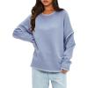 imageDarong Womens Pullover Sweater Casual Long Sleeve Crew Neck Contrast Color Sweaters 2024 Fall TopsGrey Blue