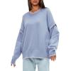 imageDarong Womens Pullover Sweater Casual Long Sleeve Crew Neck Contrast Color Sweaters 2024 Fall TopsGrey Blue