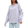 imageDarong Womens Pullover Sweater Casual Long Sleeve Crew Neck Contrast Color Sweaters 2024 Fall TopsLight Purple