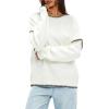 imageDarong Womens Pullover Sweater Casual Long Sleeve Crew Neck Contrast Color Sweaters 2024 Fall TopsWhite
