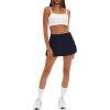 imageDarong Womens Tennis Skirt with Pockets Shorts High Waisted Side Slit Skort Workout Golf Skirt Athletic SkortsDark Blue