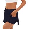imageDarong Womens Tennis Skirt with Pockets Shorts High Waisted Side Slit Skort Workout Golf Skirt Athletic SkortsDark Blue