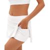imageDarong Womens Tennis Skirt with Pockets Shorts High Waisted Side Slit Skort Workout Golf Skirt Athletic SkortsWhite