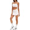 imageDarong Womens Tennis Skirt with Pockets Shorts High Waisted Side Slit Skort Workout Golf Skirt Athletic SkortsWhite
