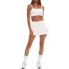 imageDarong Womens Tennis Skirt with Pockets Shorts High Waisted Side Slit Skort Workout Golf Skirt Athletic SkortsWhite