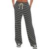 imageDarong Womens Wide Leg Sweatpants Stripe Print Yoga Pants Comfy Lounge Baggy Drawstring Trousers with PocketsBlack Apricot Stripe