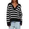 imageDarong Womens Oversized Striped Pullover Sweaters Polo V Neck Knitted Pullover Tops Fall Fashion ClothesBlack Stripe