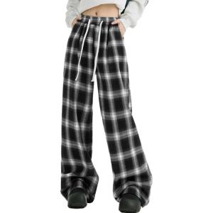 imageDarong Womens Lounge Pants Plaid Teen Clothing Comfy Baggy Trendy Cute Drawstring Waist with Pockets