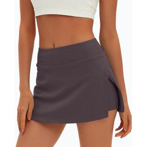 imageDarong Womens Tennis Skirt with Pockets Shorts High Waisted Side Slit Skort Workout Golf Skirt Athletic SkortsDark Purple
