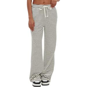 imageDarong Womens Wide Leg Sweatpants Stripe Print Yoga Pants Comfy Lounge Baggy Drawstring Trousers with PocketsApricot Stripe