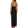 imageDarong Womens Dresses Cowl Neck Spaghetti Strap Bodycon Maxi Dress with Crop Long Sleeve Cardigan SetBlackheight 5153
