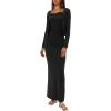 imageDarong Womens Dresses Cowl Neck Spaghetti Strap Bodycon Maxi Dress with Crop Long Sleeve Cardigan SetBlackheight 5153
