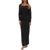 imageDarong Womens Dresses Cowl Neck Spaghetti Strap Bodycon Maxi Dress with Crop Long Sleeve Cardigan SetBlackheight 5153