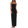 imageDarong Womens Dresses Cowl Neck Spaghetti Strap Bodycon Maxi Dress with Crop Long Sleeve Cardigan SetBlackheight 5456