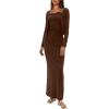 imageDarong Womens Dresses Cowl Neck Spaghetti Strap Bodycon Maxi Dress with Crop Long Sleeve Cardigan SetCoffeeheight 5153