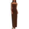 imageDarong Womens Dresses Cowl Neck Spaghetti Strap Bodycon Maxi Dress with Crop Long Sleeve Cardigan SetCoffeeheight 5153