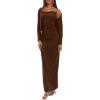 imageDarong Womens Dresses Cowl Neck Spaghetti Strap Bodycon Maxi Dress with Crop Long Sleeve Cardigan SetCoffeeheight 5153