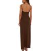 imageDarong Womens Dresses Cowl Neck Spaghetti Strap Bodycon Maxi Dress with Crop Long Sleeve Cardigan SetCoffeeheight 5456