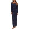 imageDarong Womens Dresses Cowl Neck Spaghetti Strap Bodycon Maxi Dress with Crop Long Sleeve Cardigan SetDark Blueheight 5153