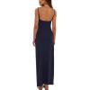 imageDarong Womens Dresses Cowl Neck Spaghetti Strap Bodycon Maxi Dress with Crop Long Sleeve Cardigan SetDark Blueheight 5153