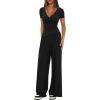 imageDarong Womens 2 Piece Lounge Outfits Sets Warp V Neck ShortLong Sleeve Shirts and Wide Leg Pants Casual Matching SetsBlack31 Inseam