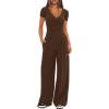 imageDarong Womens 2 Piece Lounge Outfits Sets Warp V Neck ShortLong Sleeve Shirts and Wide Leg Pants Casual Matching SetsCoffee29 Inseam